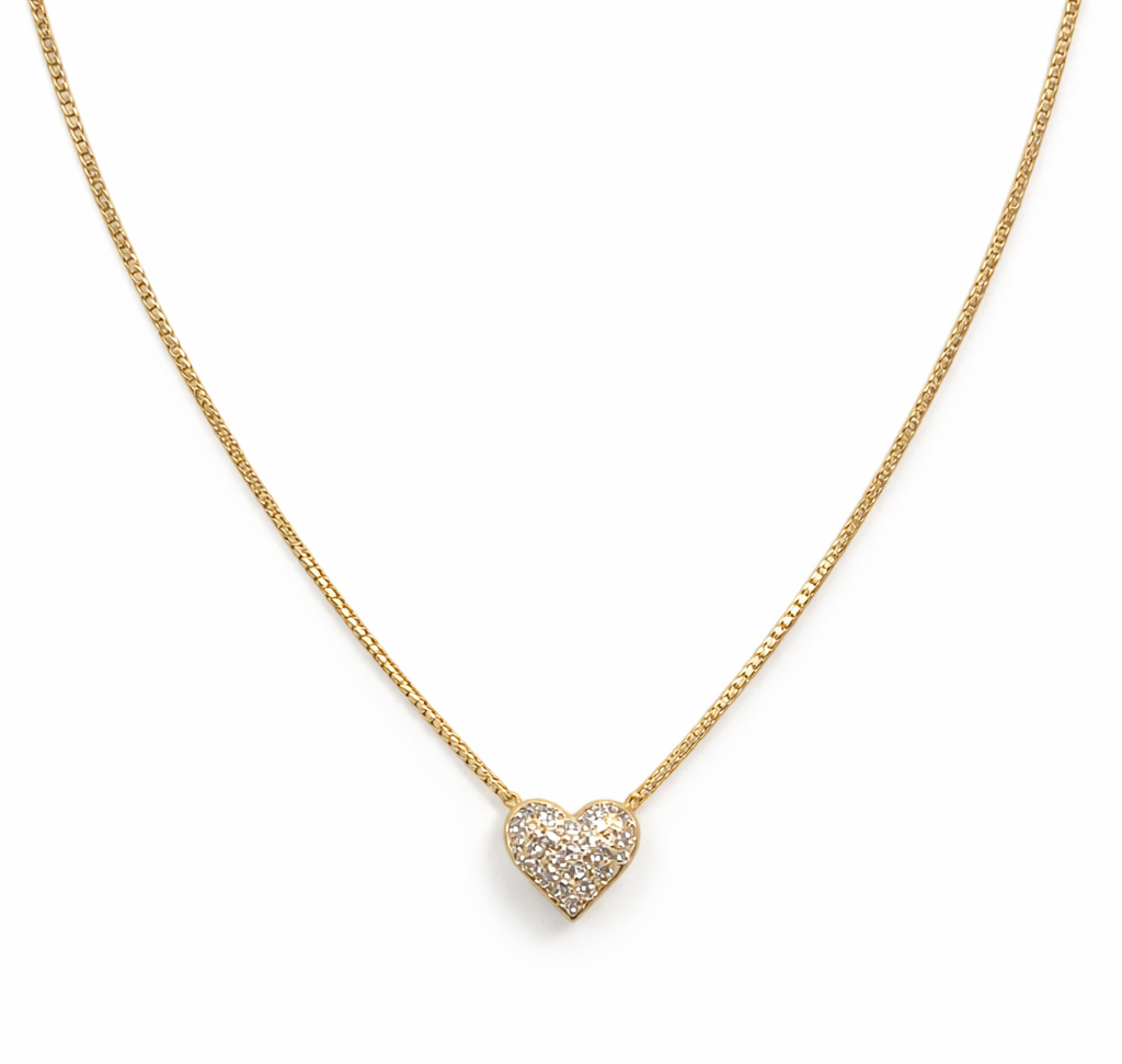 The Bubble Heart Rhinestone Gold Necklace