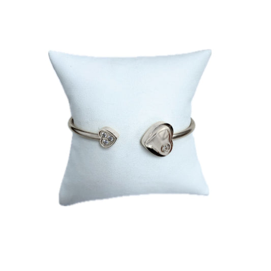 Two Hearts Gold Cuff with Rhinestones