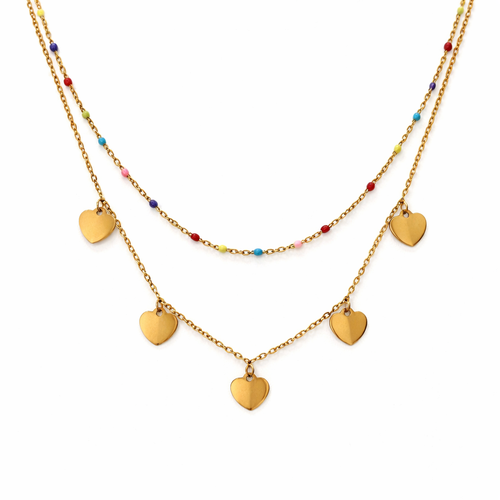 The Hearts Double Gold Necklace