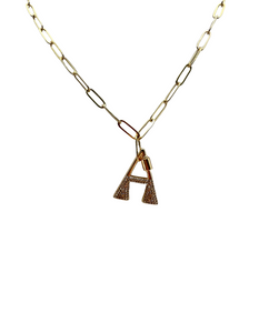 Gold Paperclip Chain Alphabet Necklace