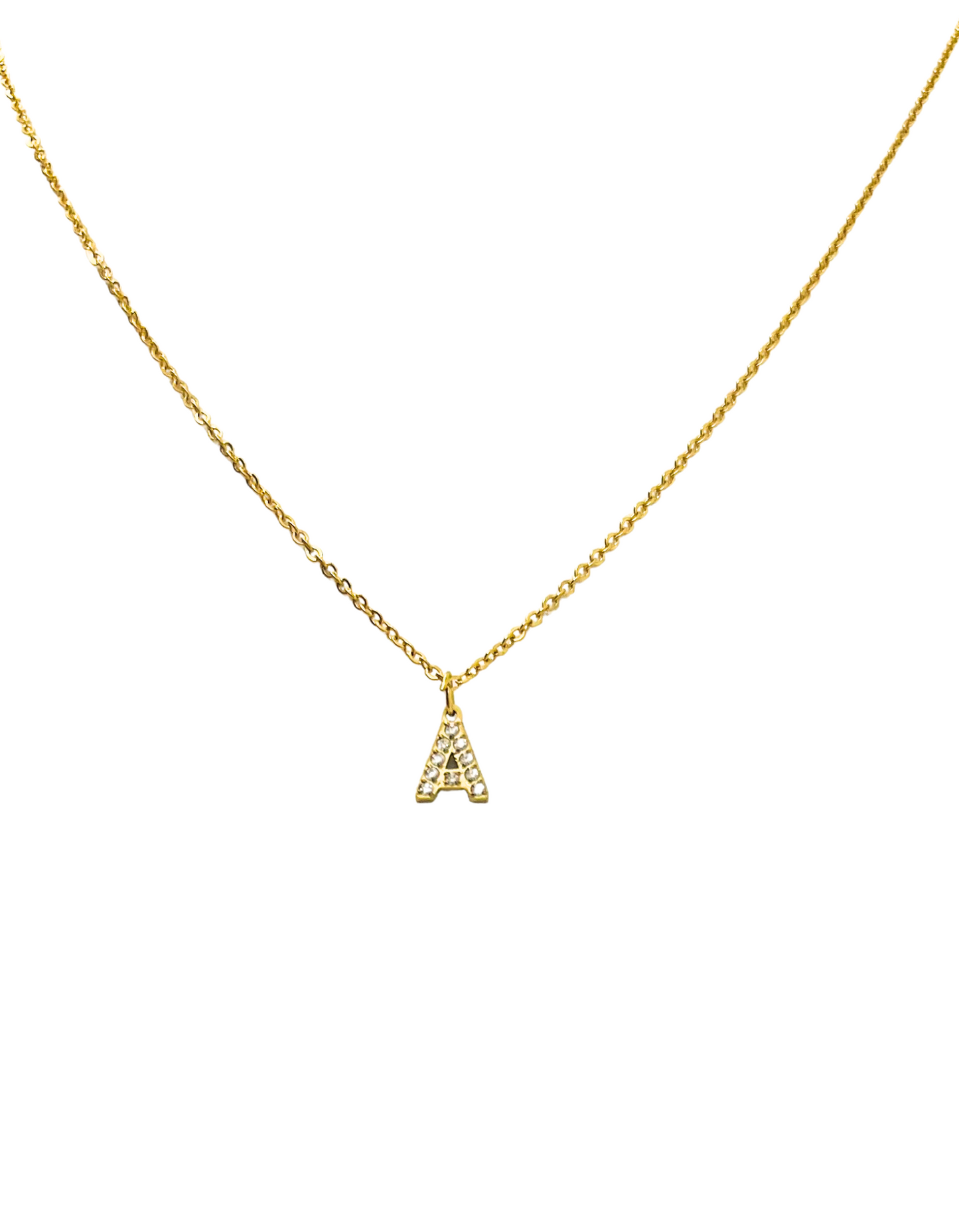 Pave Dainty Alphabet Letter Gold Necklace