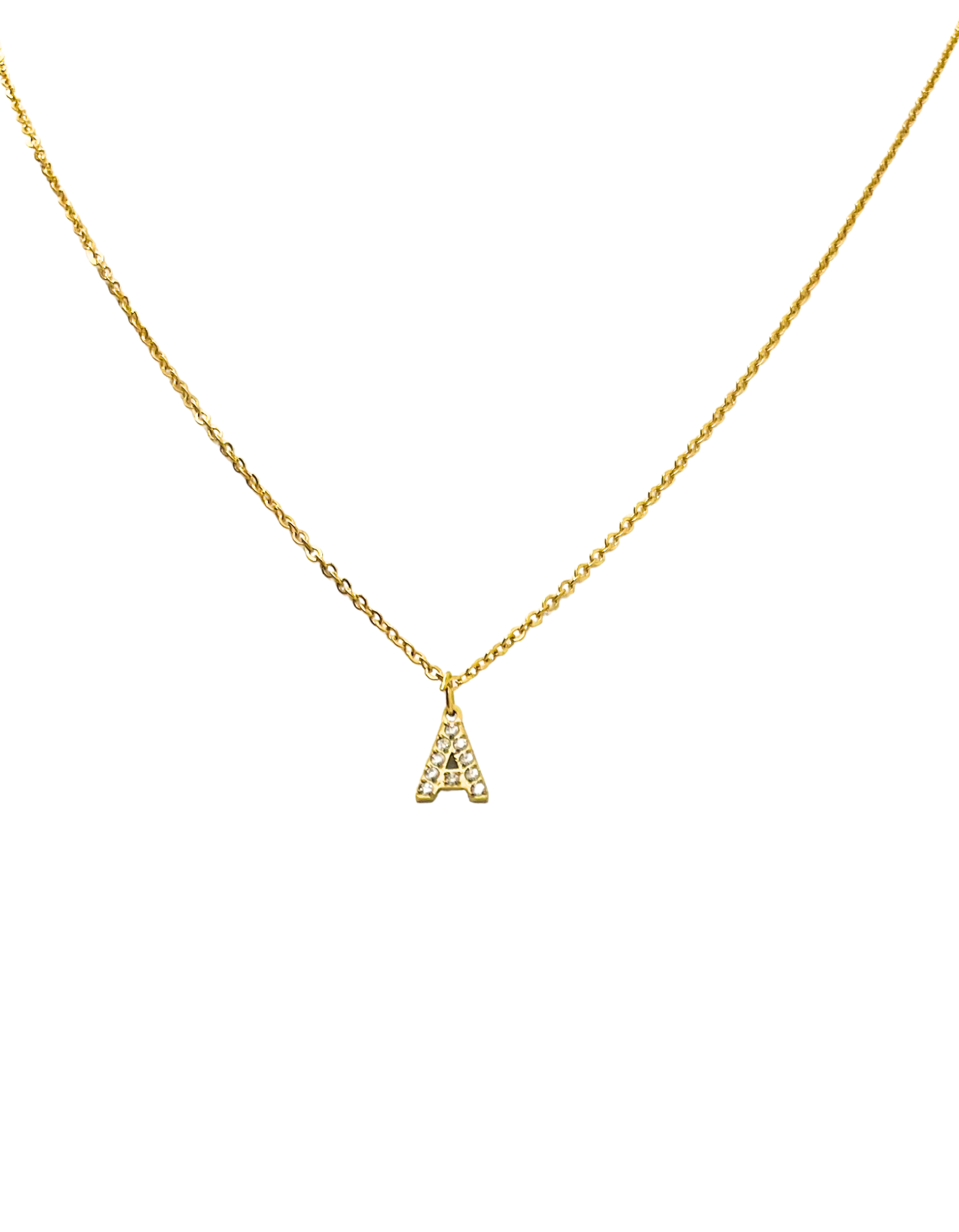 Pave Dainty Alphabet Letter Gold Necklace