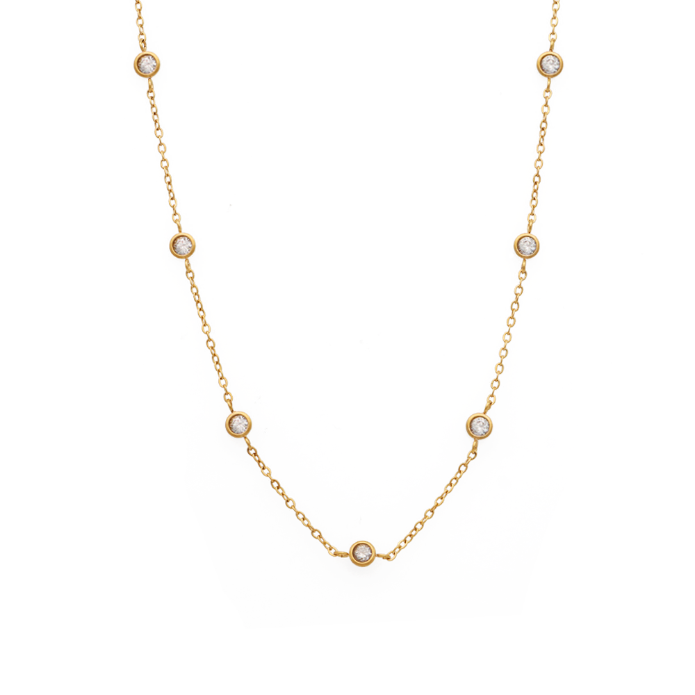 Bezel Sparkle Gold Necklace
