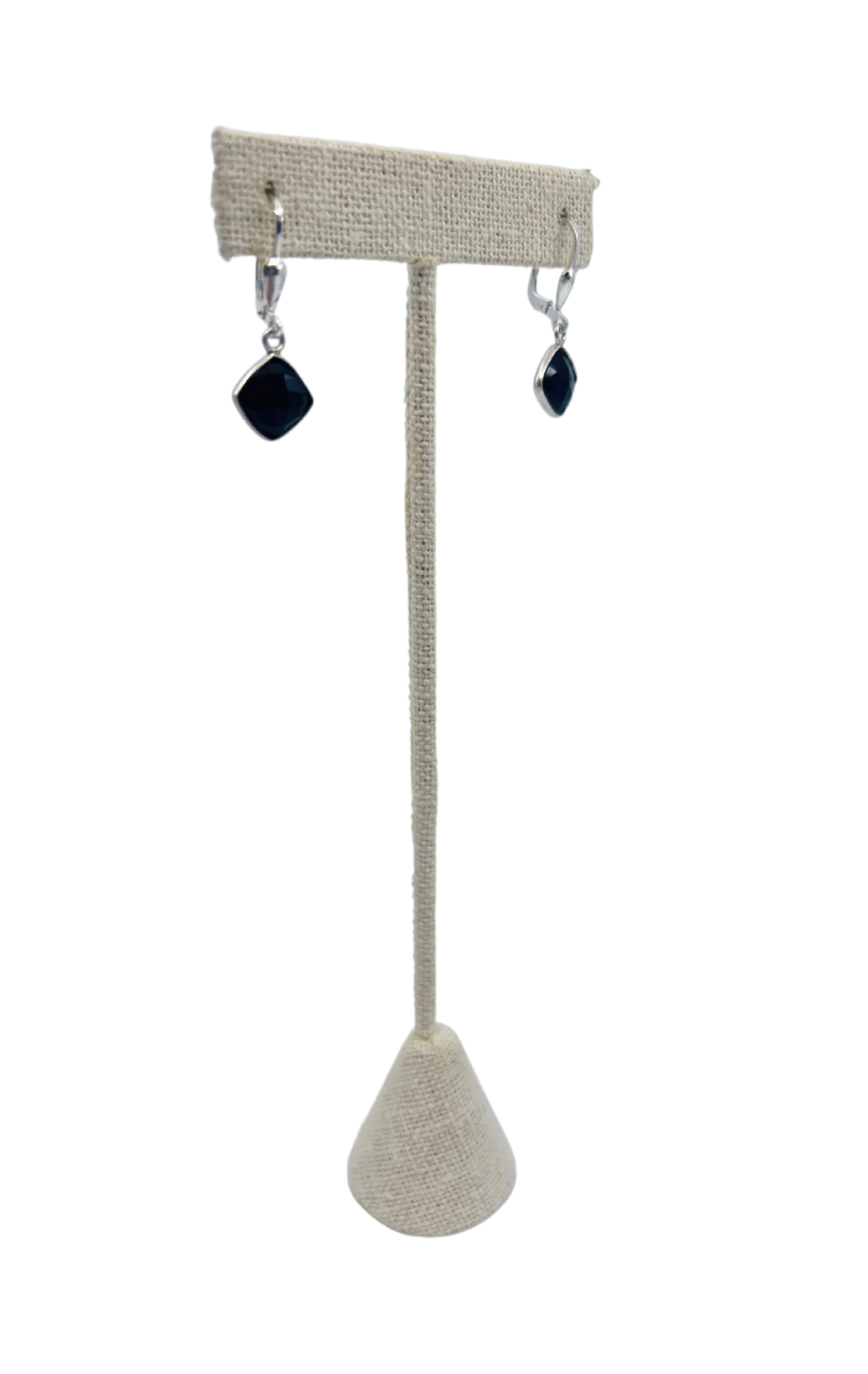 Black Stone Silver Earrings