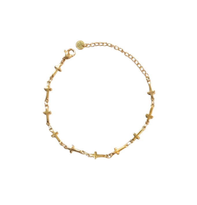 The Crosses in a Row Gold Bracelet