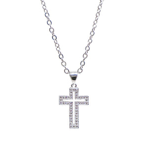 Crystal Silhouette Silver Cross Necklace