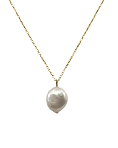 Getting Fresh Disc Pearl Gold Necklace