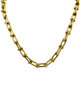 Gold Double Ball Link Necklace