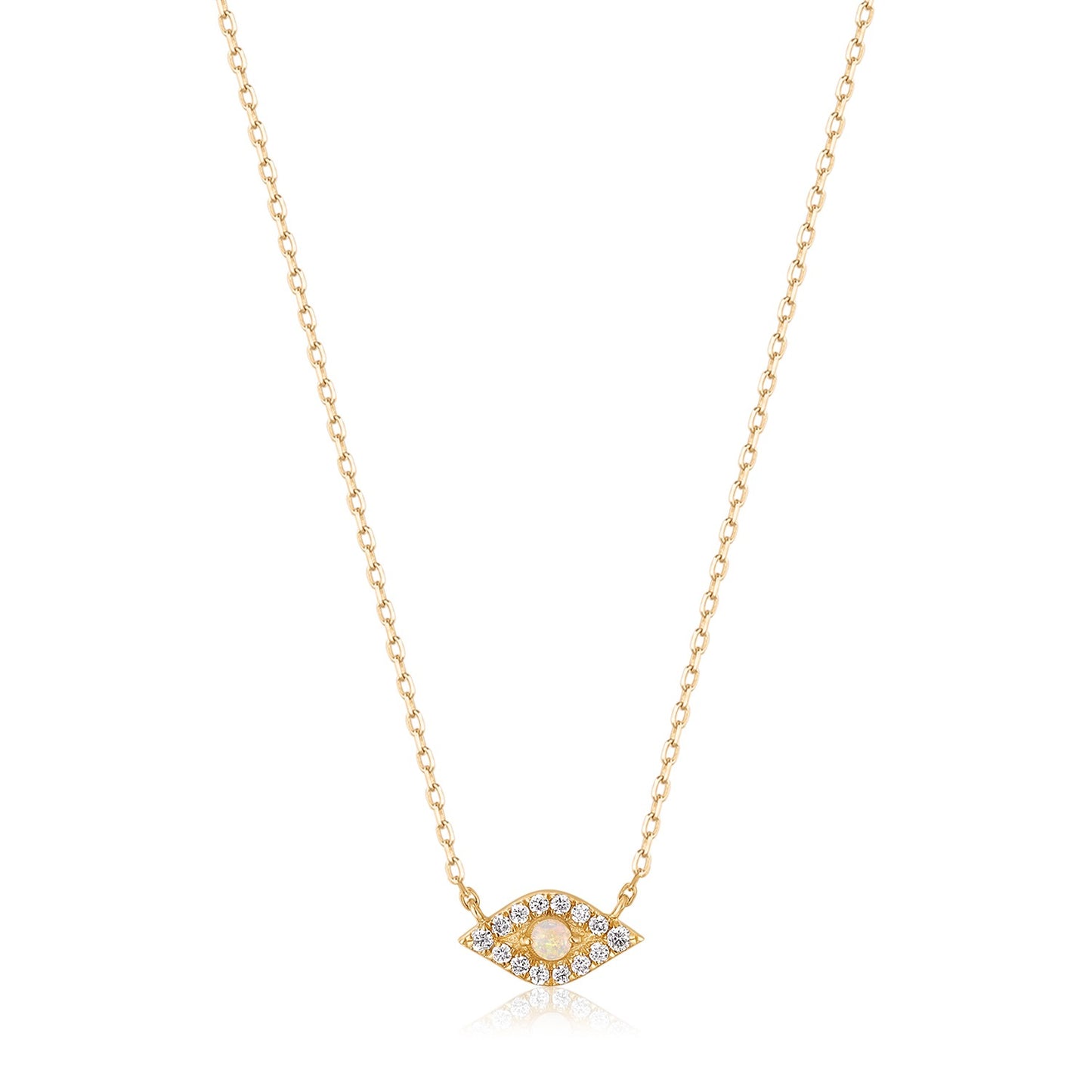 14K Diamond Evil Eye Gold Dainty Necklace