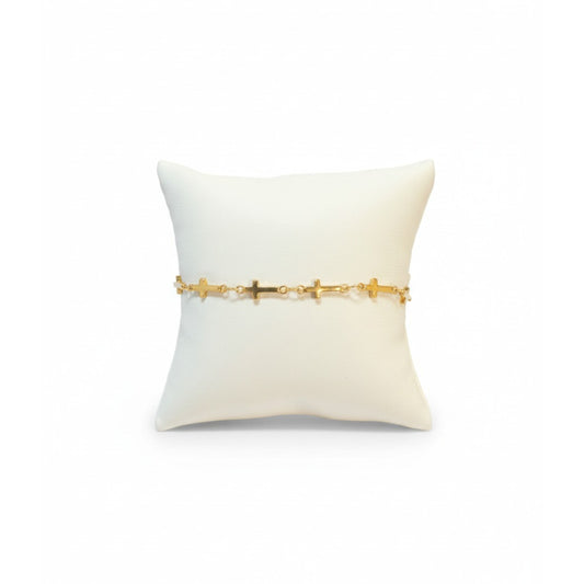 The Crosses in a Row Gold Bracelet