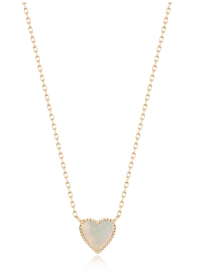 Mother of Pearl Heart in 14K Gold Dainty Necklace
