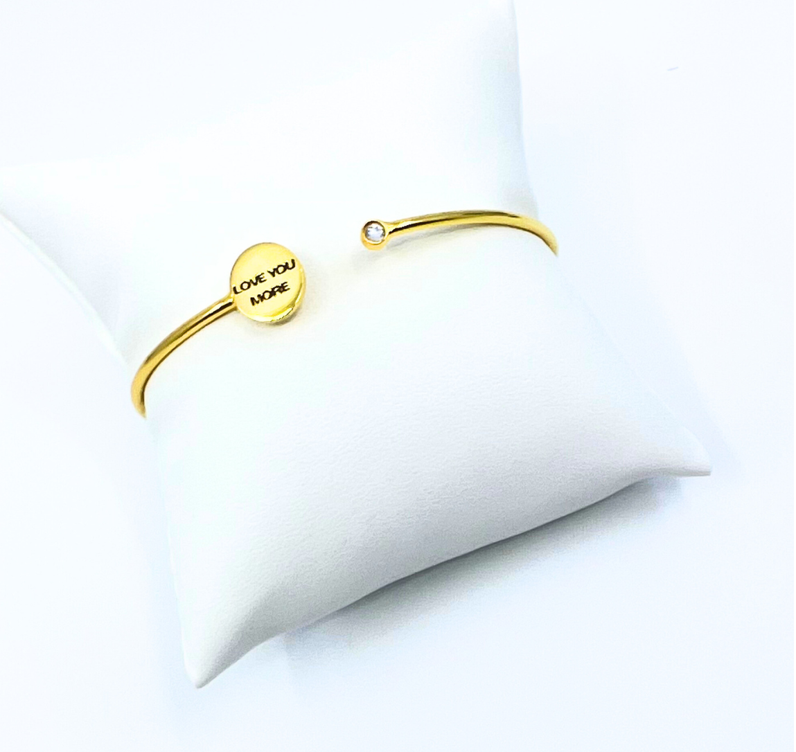Love You More Thin Cuff with Rhinestone