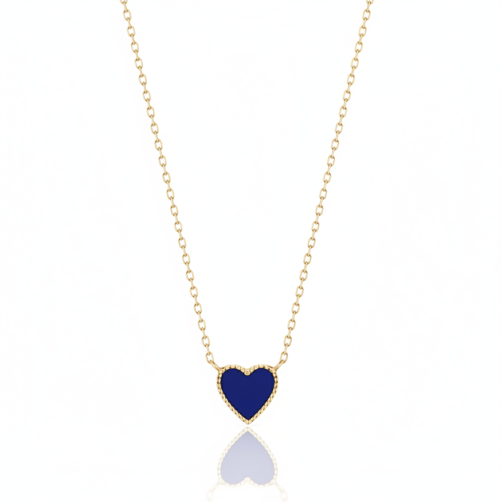 14K Lapis Lazuli Heart Gold Dainty Necklace