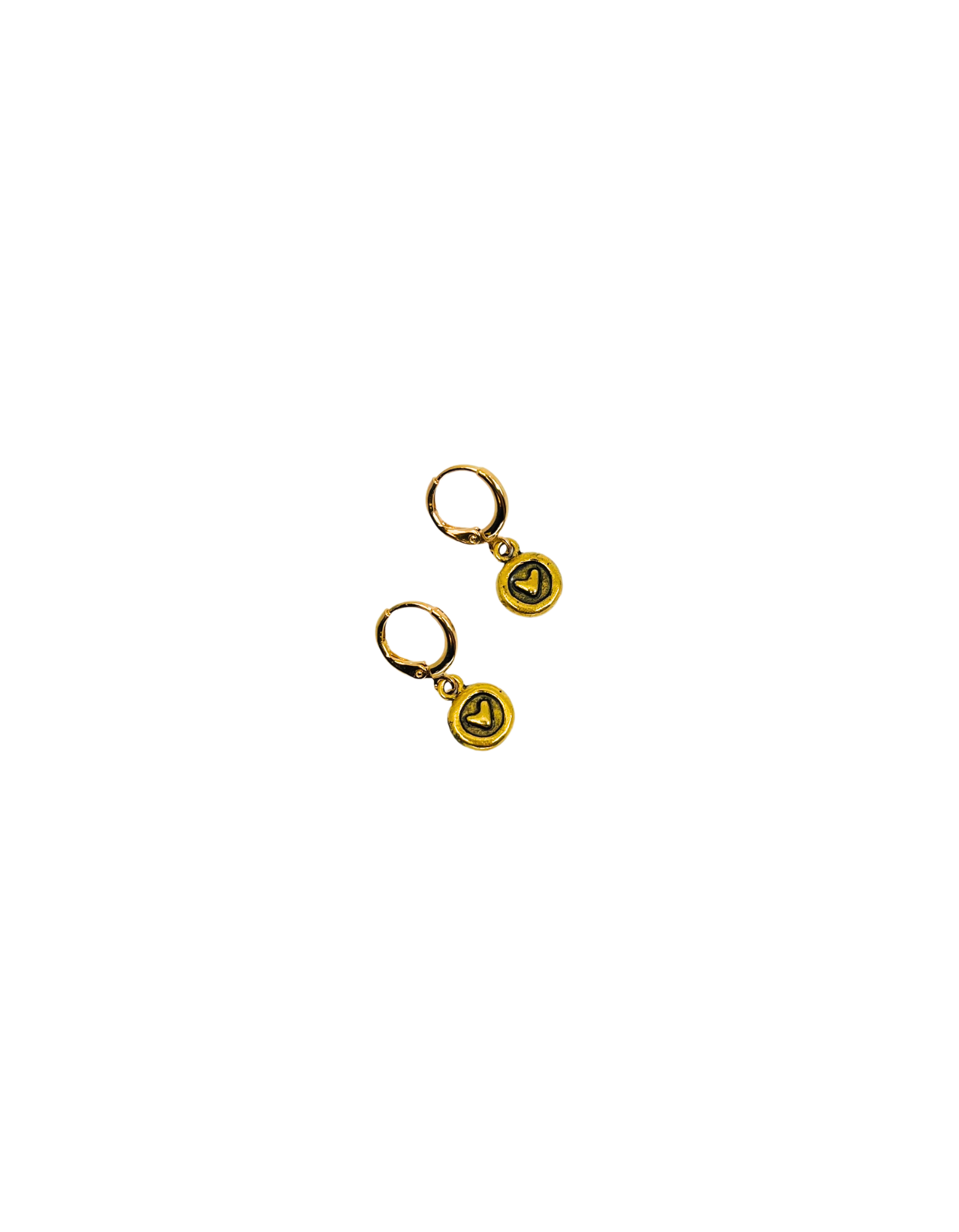 Circle with Heart Earrings