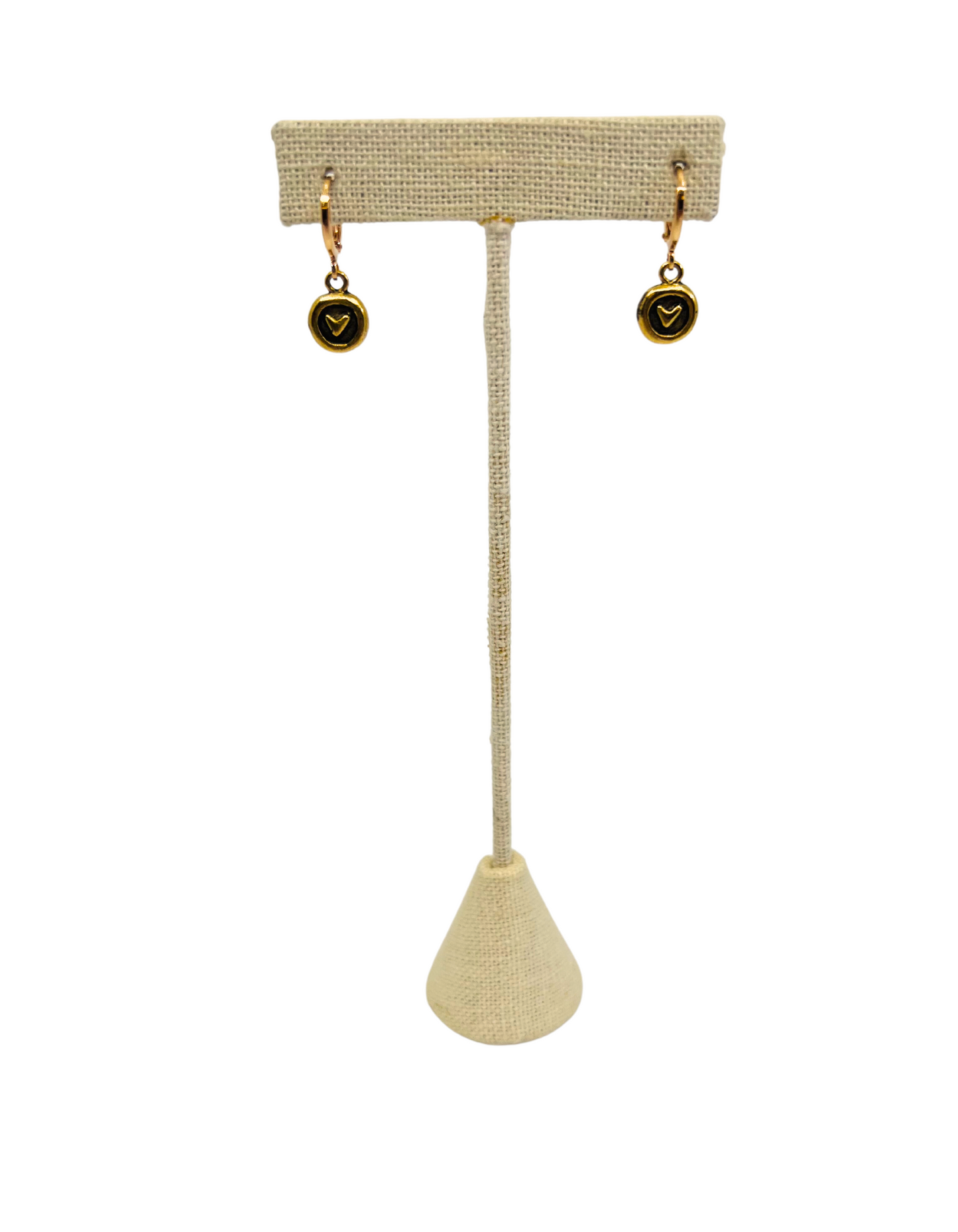 Circle with Heart Earrings