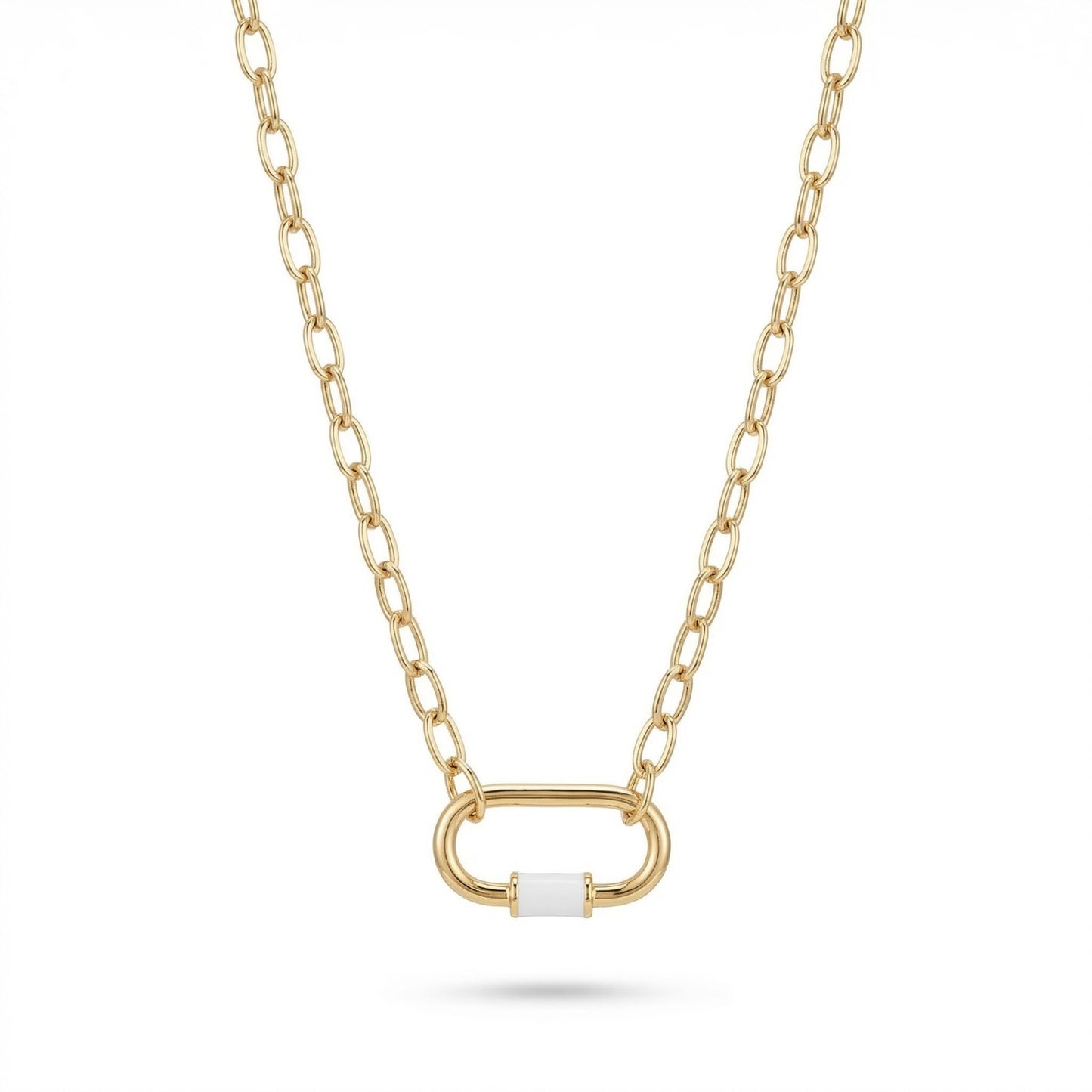 Cable Link Necklace - Gold and White Carabiner