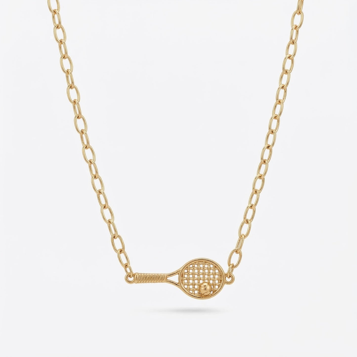 The Horizontal Tennis Racquet Gold Necklace