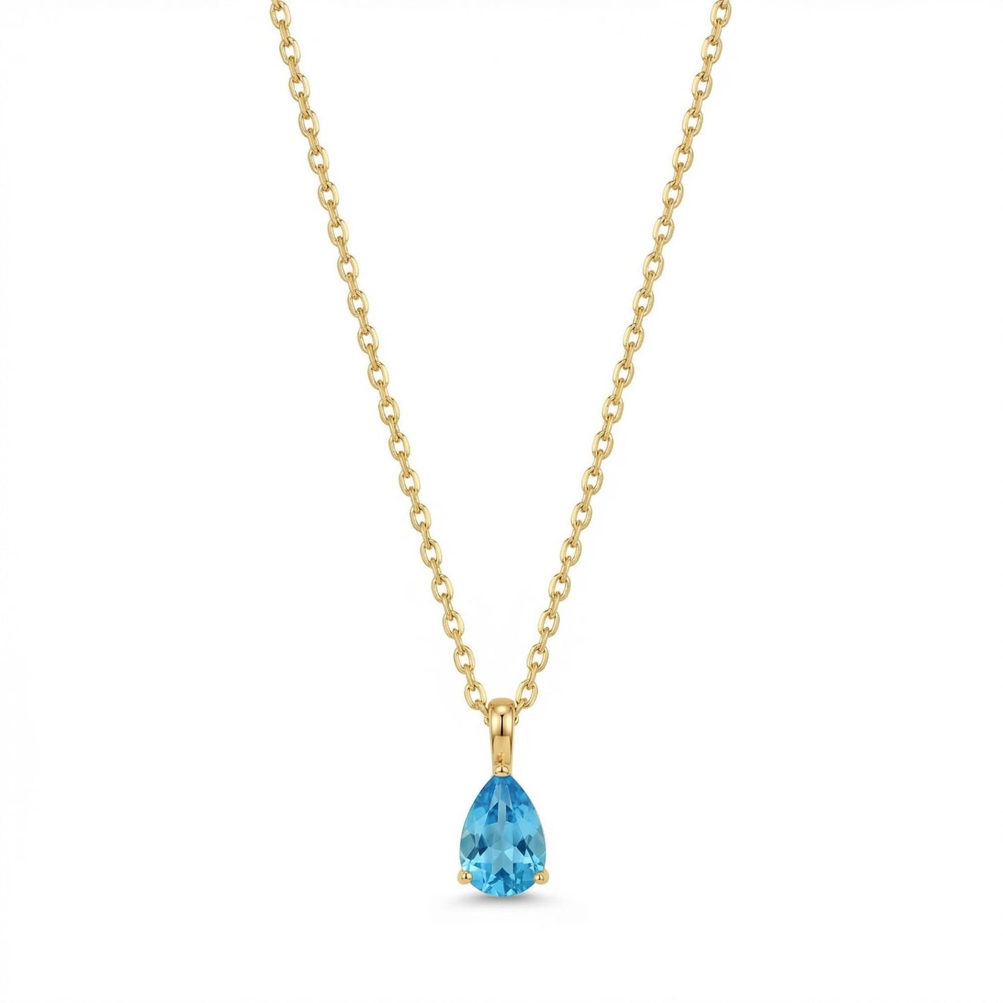 The Birthstones Teardrop Prong Set Gold Necklace