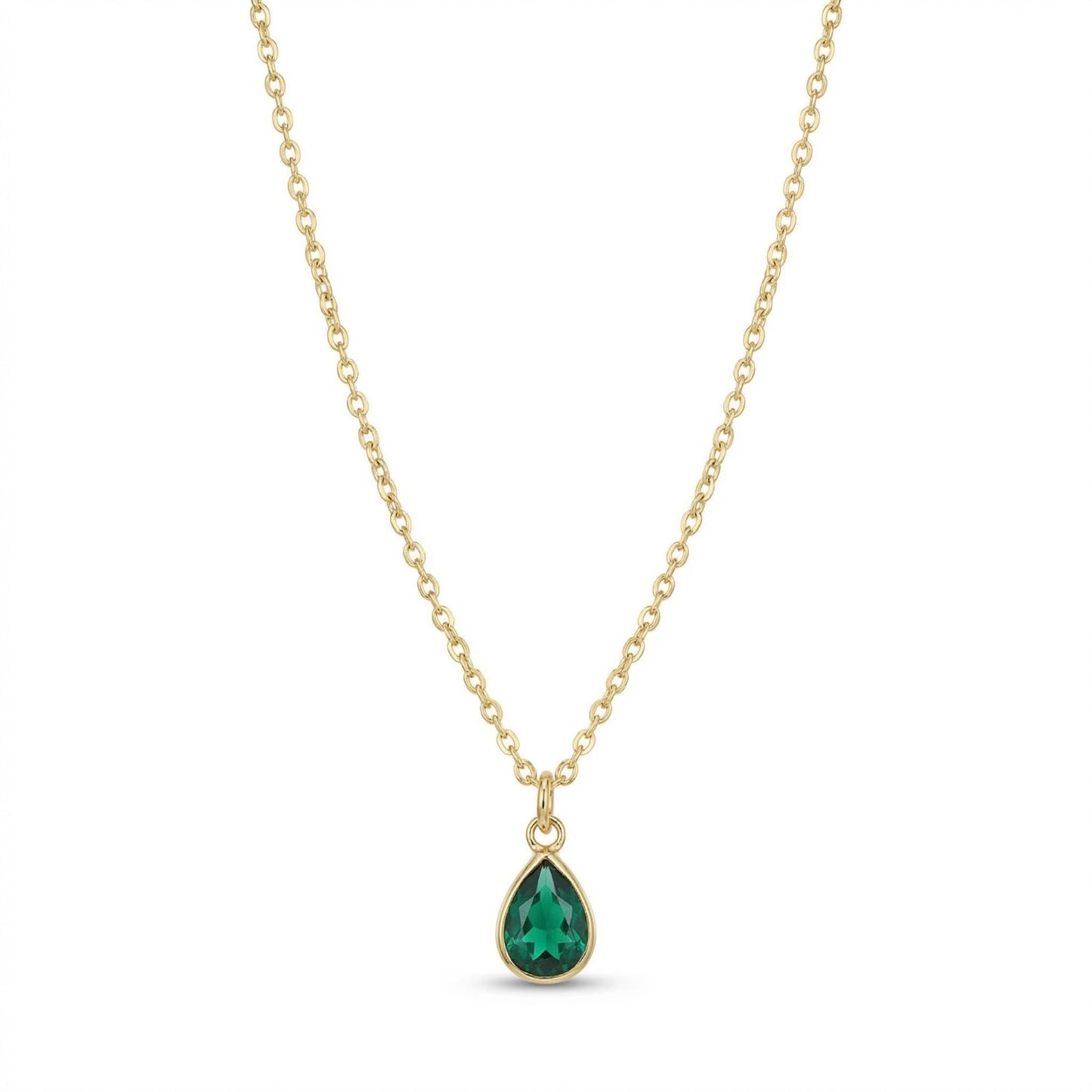 The Birthstones Teardrop Bezel Set Gold Necklace