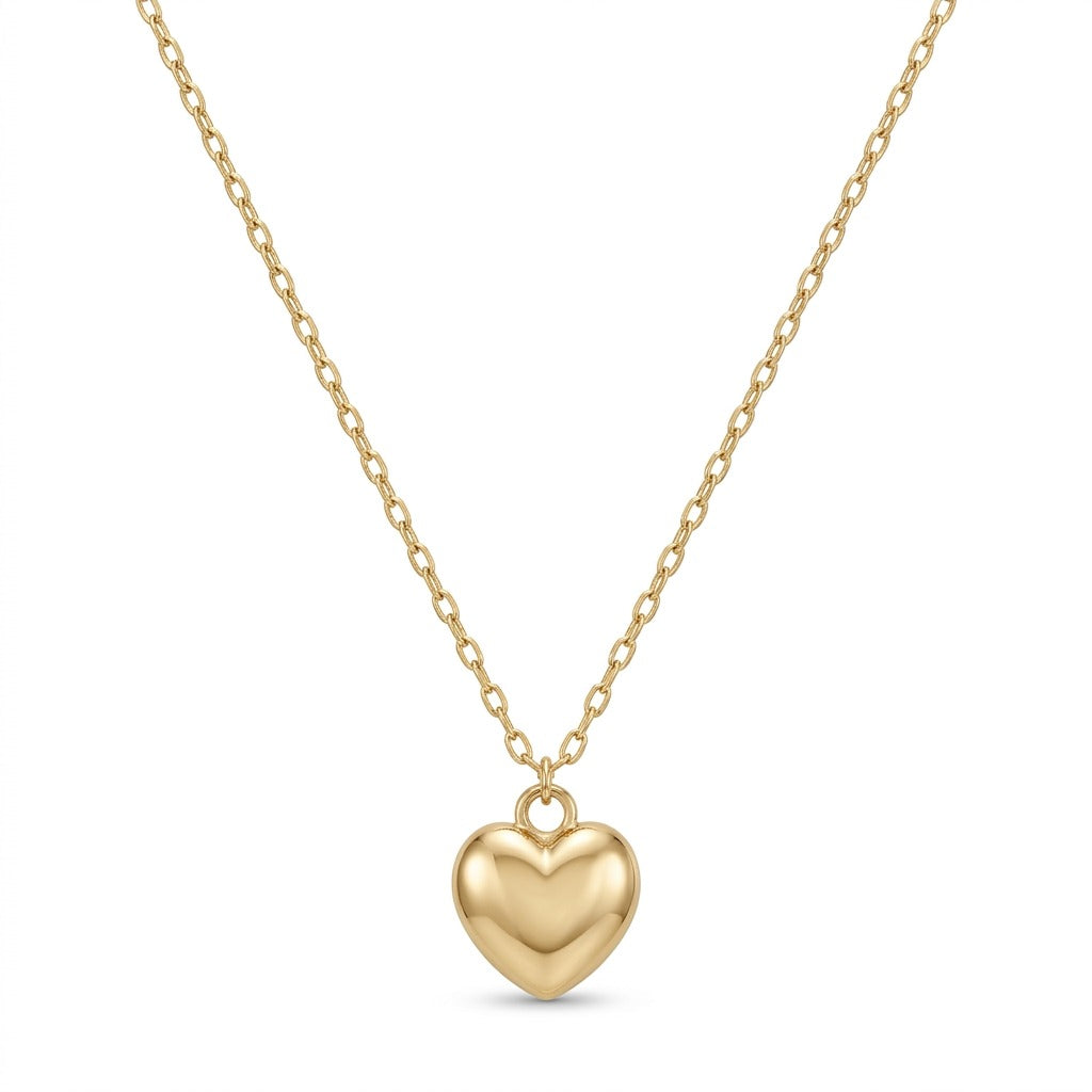 The Gold Link Necklace - Bubbly Heart
