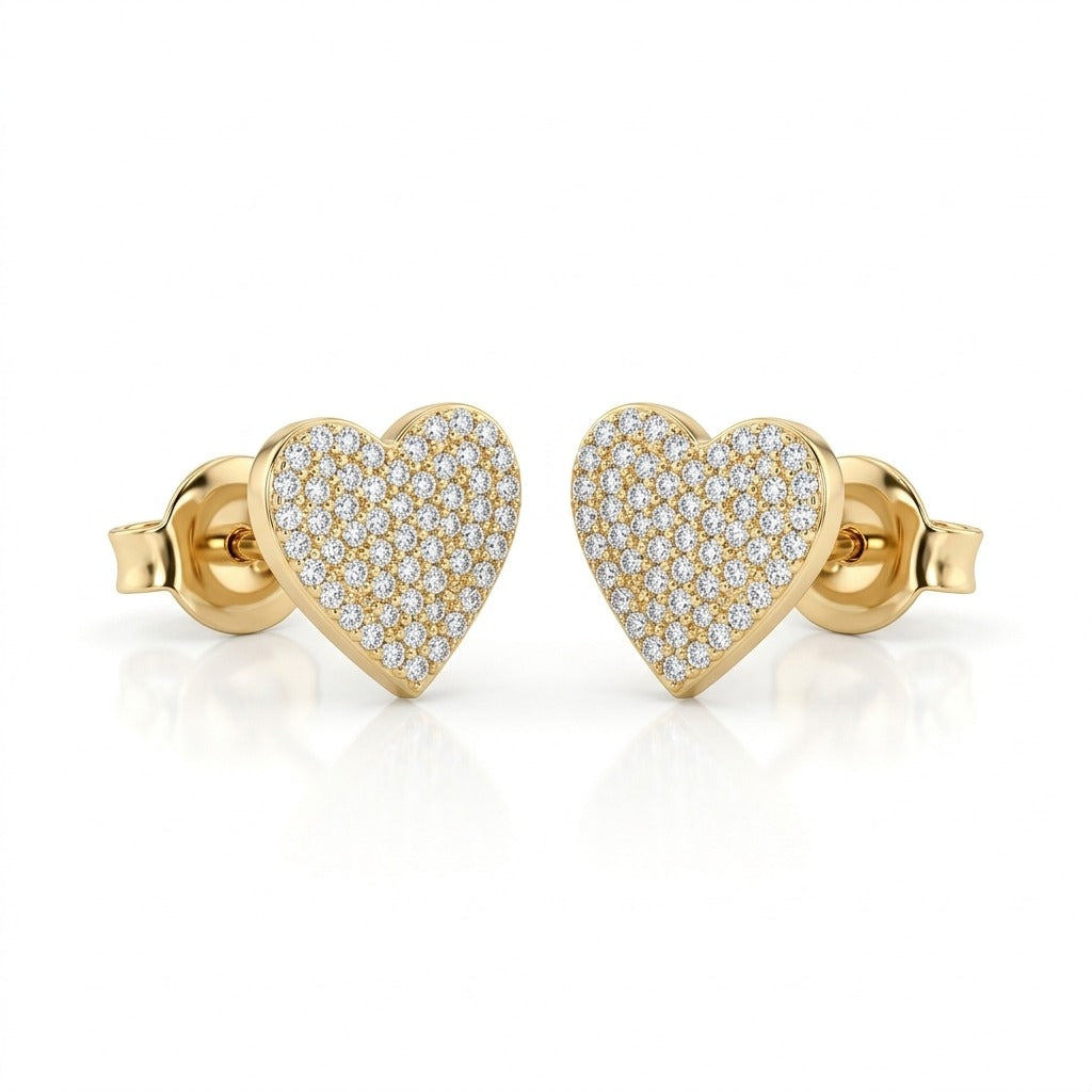 The Lovely Heart Earrings in White Diamond & 14K Gold