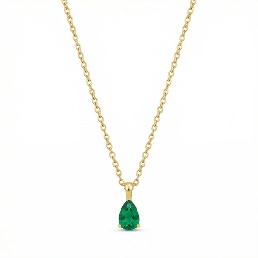 The Birthstones Teardrop Prong Set Gold Necklace