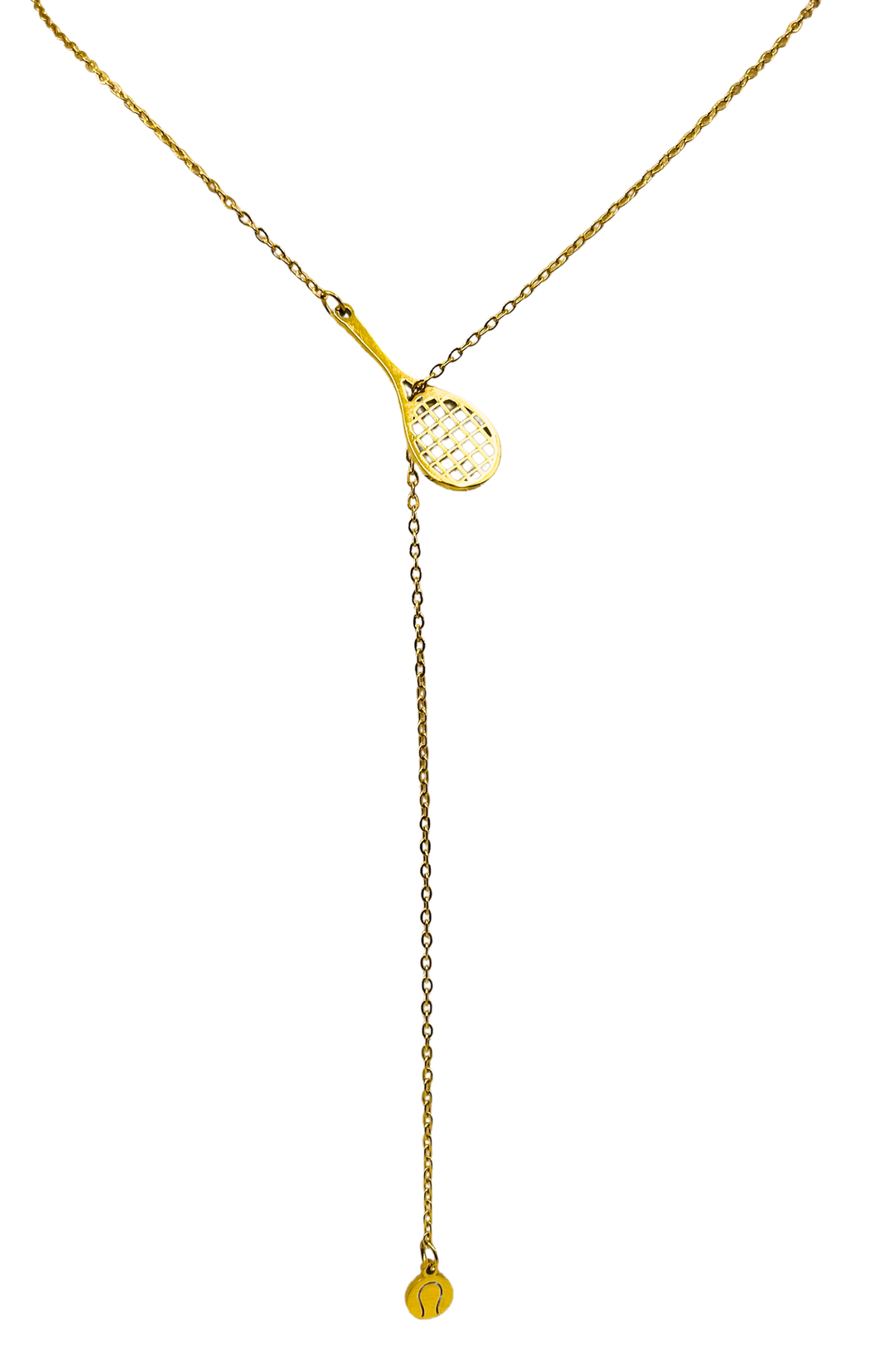 The Love Wins Tennis Gold Lariat Necklace