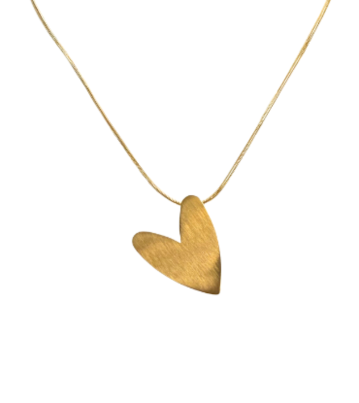 The Tilted Gold Heart on a Snake Chain