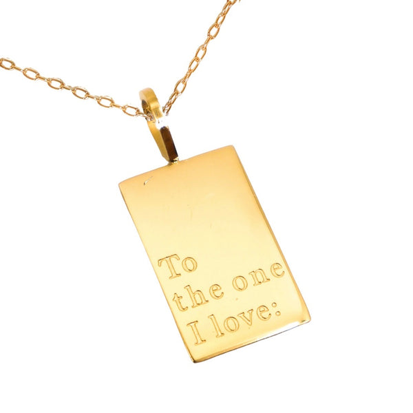 To The One I Love Gold Tag Necklace