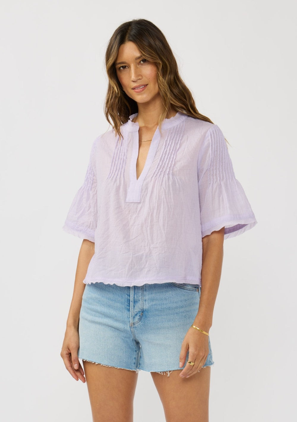 V-Neck Puff Sleeve Blouse