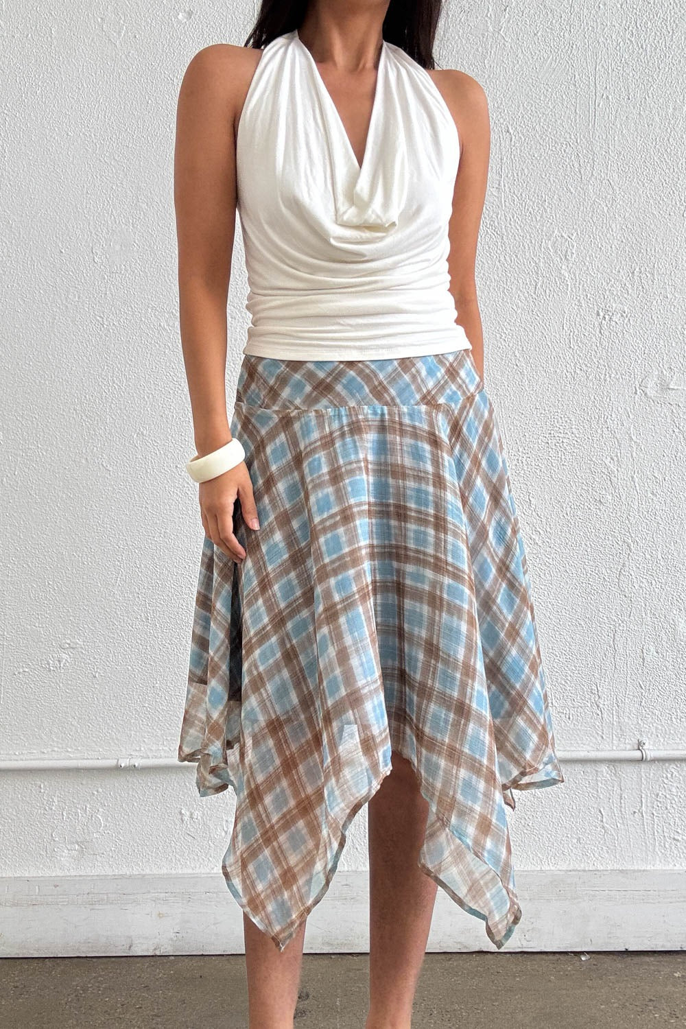 Midi Skirt in Blue & Brown