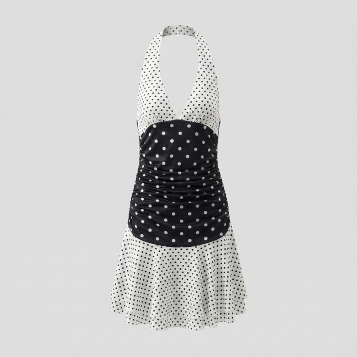 Polka Dot Halter Mini Dress