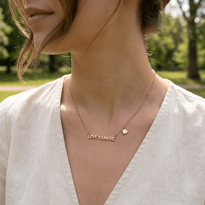 The Love You More Bar Necklace in 10K Rose Gold