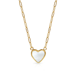 Lola Mother of Pearl Heart Gold Necklace