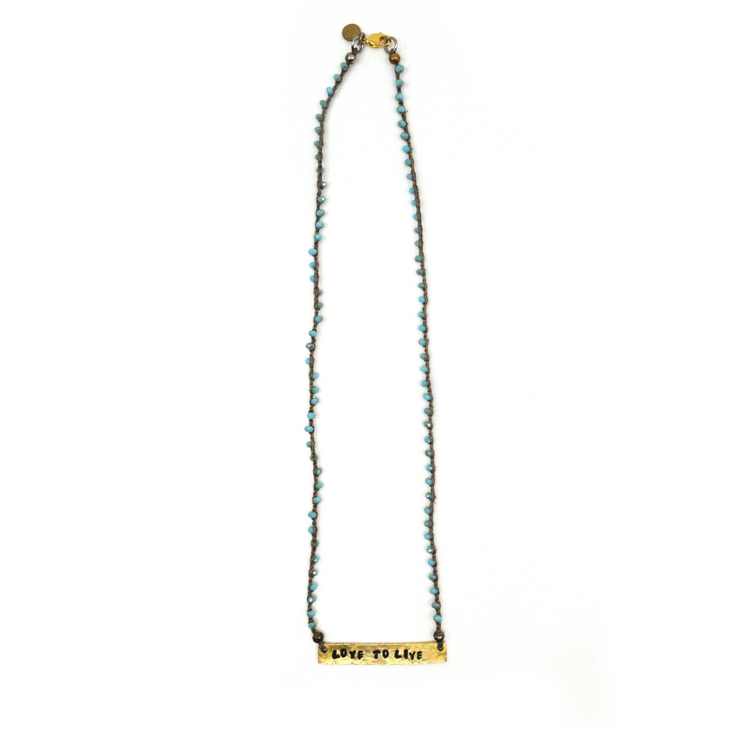 Beaded Love To Live Plaque Necklace