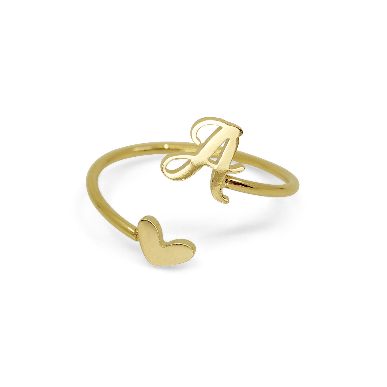 Alphabet Open Wrap Ring in Gold