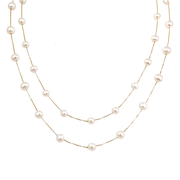 Elizabeth Pearl Necklace - Gold Coated & Freshwater Pearls