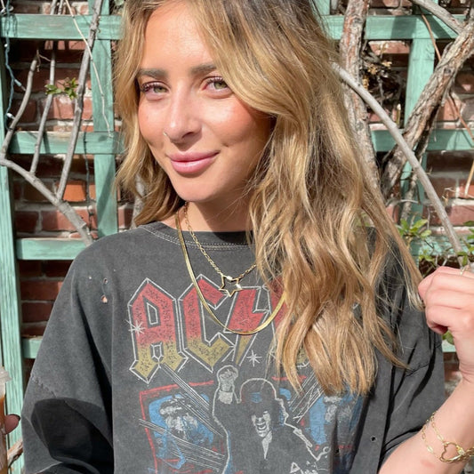 Gold Paperclip Chain Link Necklace - Star