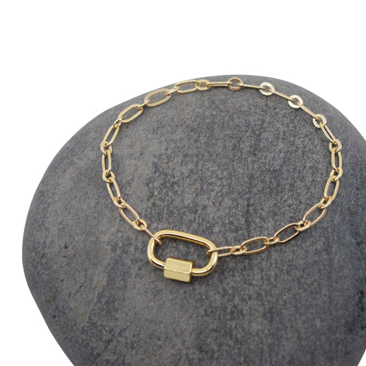 Lock It Down Gold Cable Link Bracelet