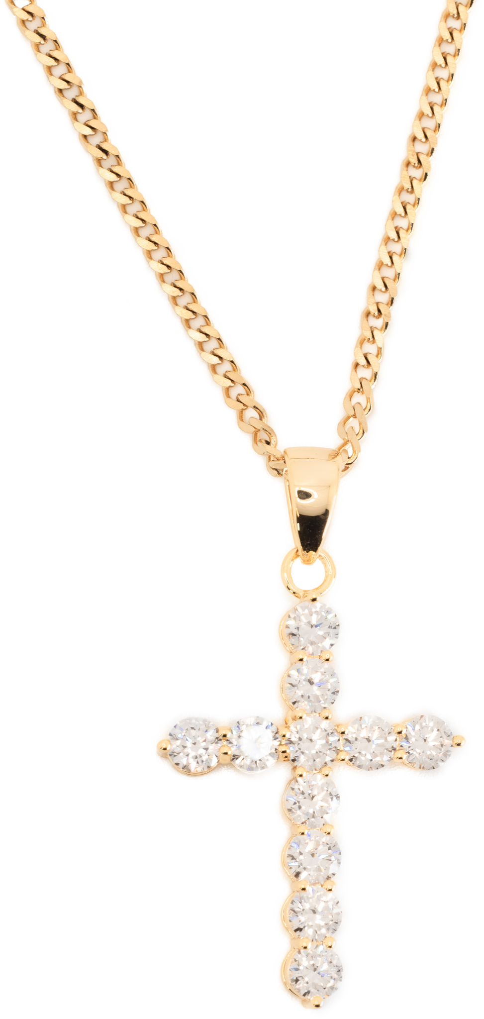 Crystal Dotted Gold Large Cross Necklace
