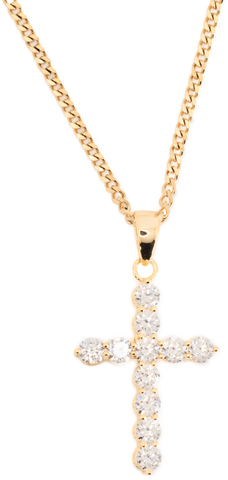 Crystal Dotted Gold Large Cross Necklace