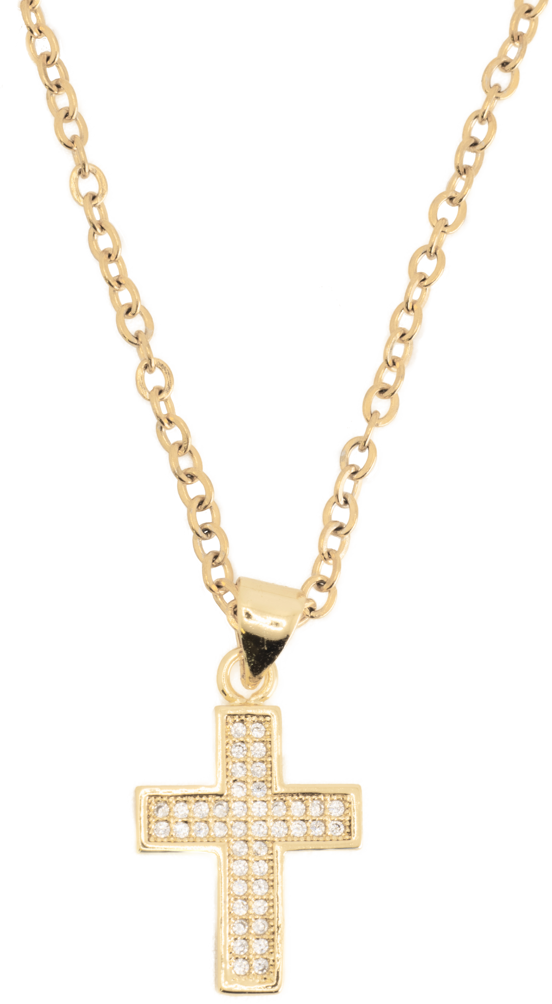Crystal Ice Gold Cross Necklace