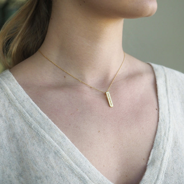 Love You More Vertical Charm Necklace in 10K & 14K Gold