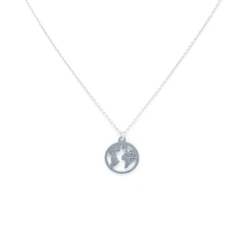 Love You More World Necklace in Silver