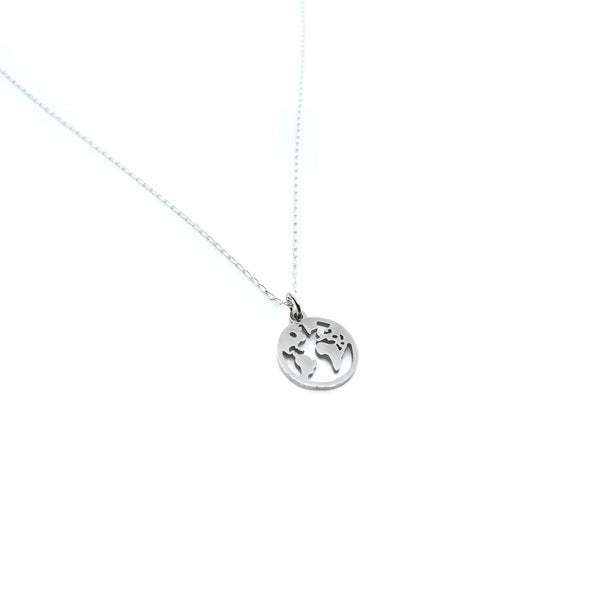 Love You More World Necklace in Silver