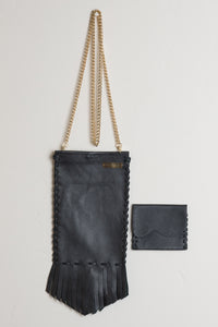 Crossbody Coachella Leather Bag in Black