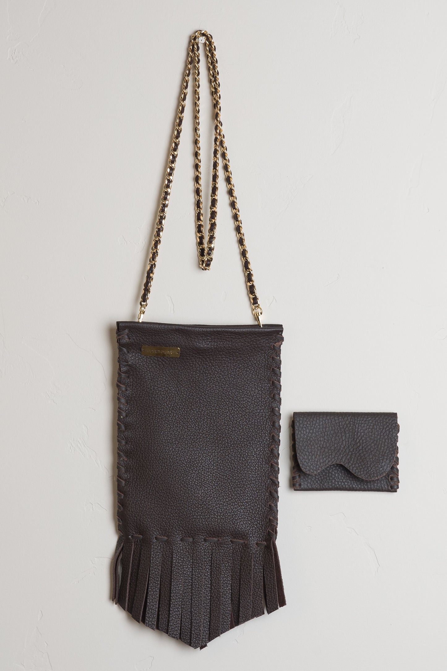 Crossbody Coachella Leather Bag in Chocolate