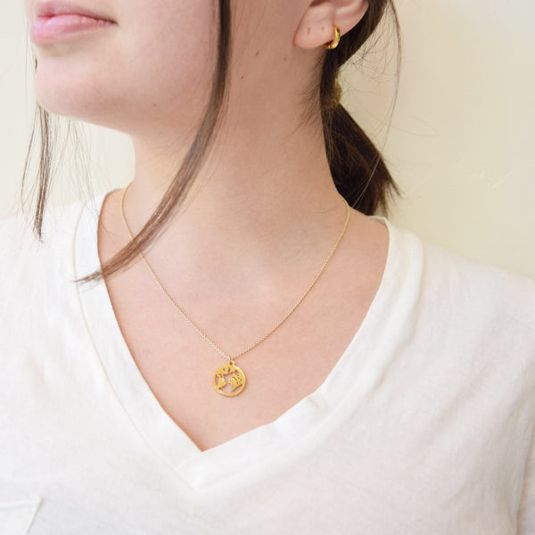 Love You More World Necklace in Gold