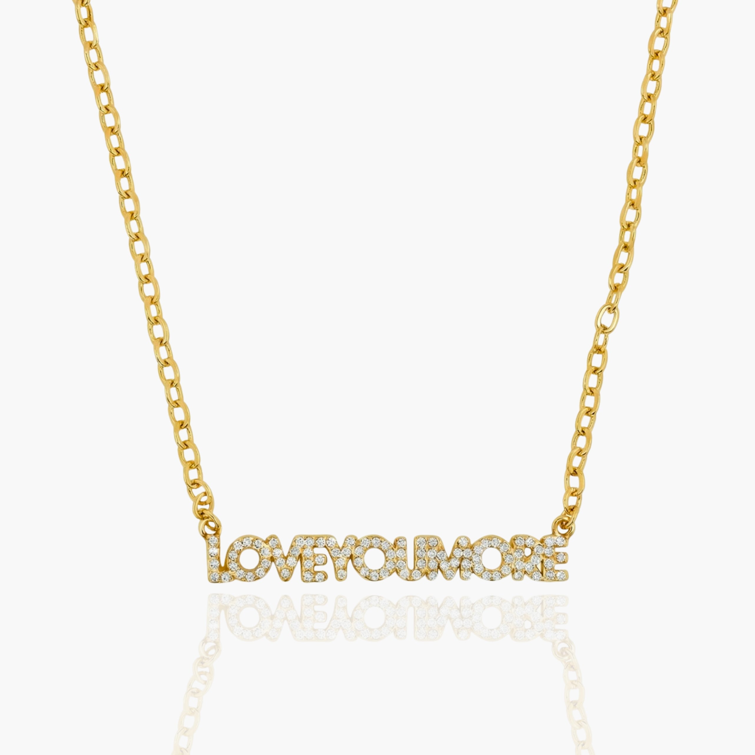 Love You More Gold Horizontal Necklace Bling