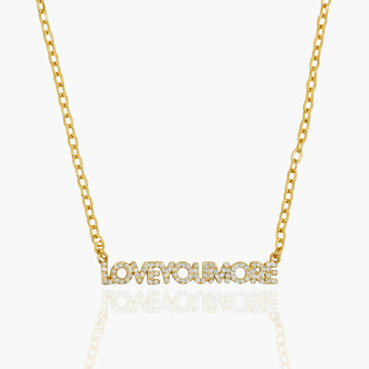 Love You More Gold Horizontal Necklace Bling